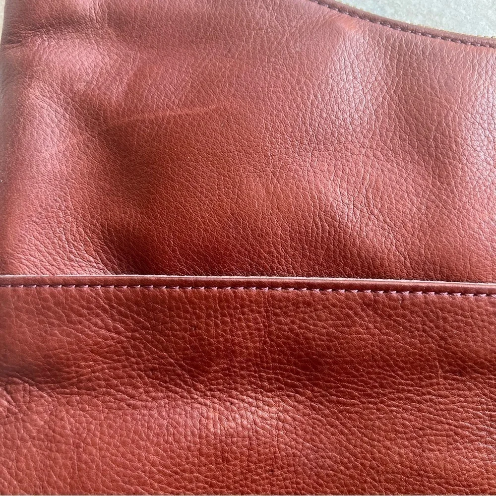 MARGOT New York Pinking Hobo Leather Brown Bag Purse